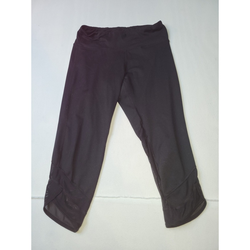 Champion C9 Womens Black Mesh Panel Capri Leggings Size M Activewear Yoga Pants
